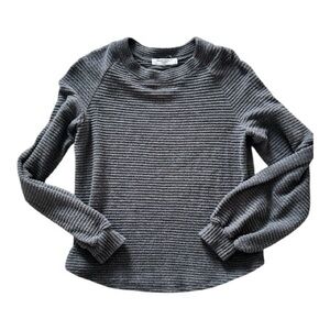 Project Social T Women's XS Grey Ribbed Waffle Knit Raglan Sweate